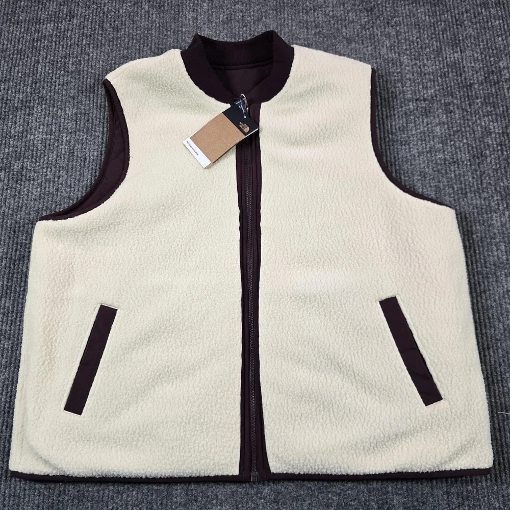The North Face Cuchillo Vest Womens XXL Brown Quilted Reversible Sherpa Outdoor